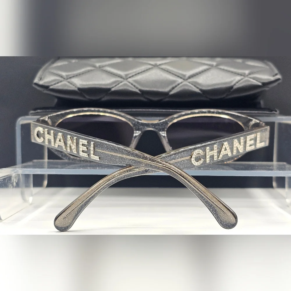 CHANEL RECTANGLE 71280A s1746 Silver Trendy Sunglasses Y2K